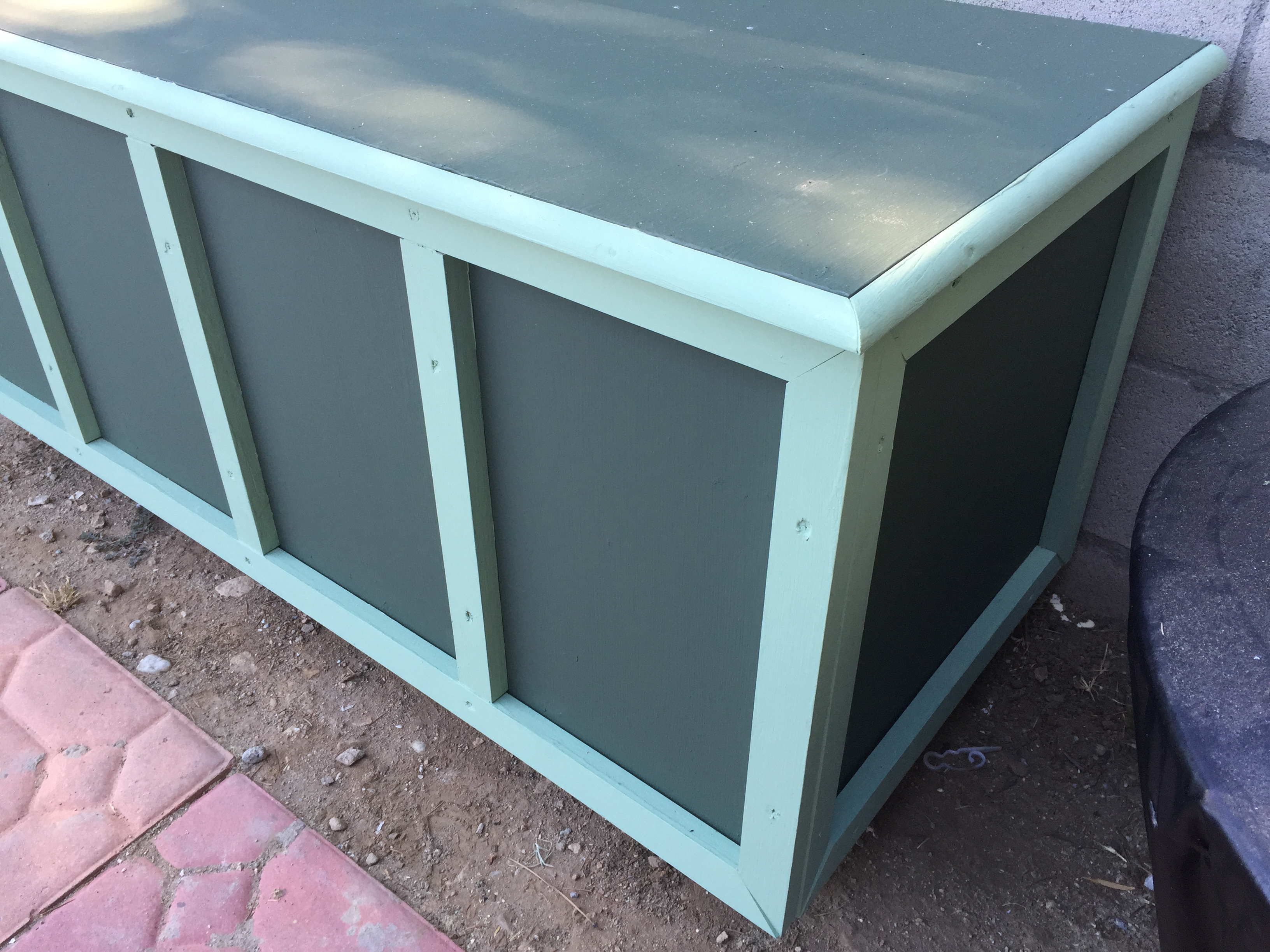 Close-up of the backyard storage box