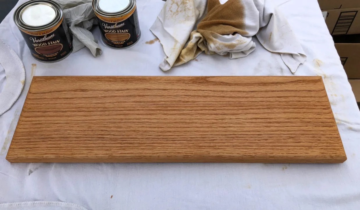 Step 5 — spring oak stain first coat